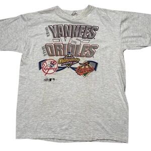 Vintage Majestic New York Yankees Vs Baltimore Orioles 1996 LCS T Shirt XL